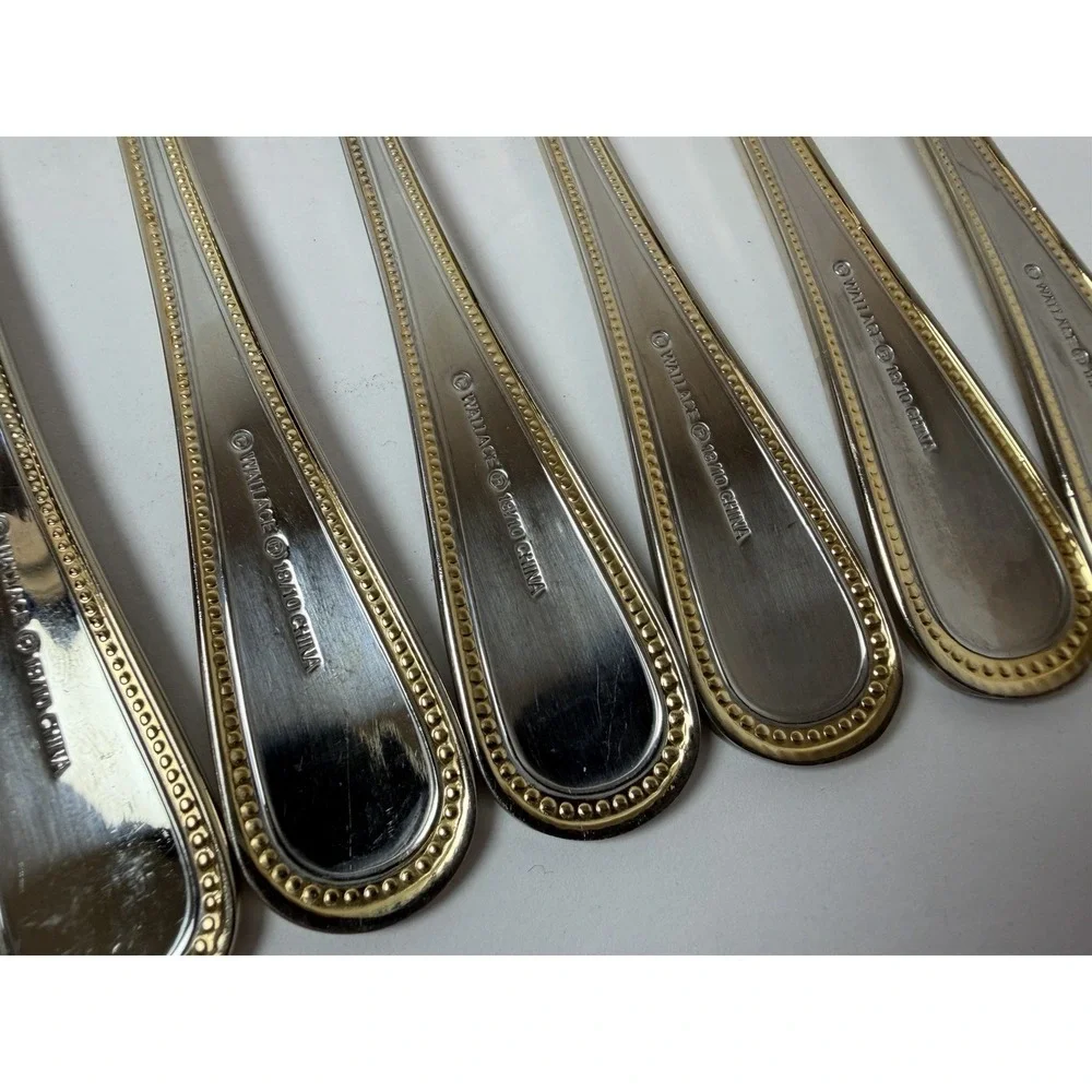 Wallace Stainless Gold Royal Bead Set Of 6 Dinner Forks